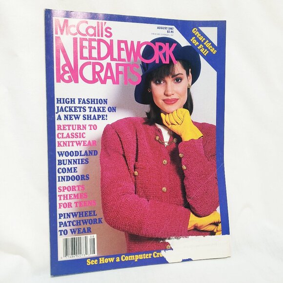 McCalls Needlework Crafts Magazine August 1987 Jacket Knitwear Bunnies Patchwork - Picture 1 of 12